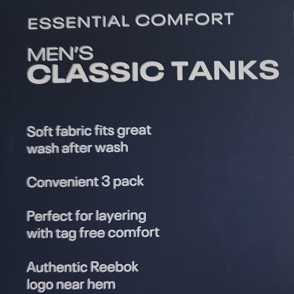 REEBOK Men's Classic Tank Top 3 Pack Undershirts - Picture 9 of 11